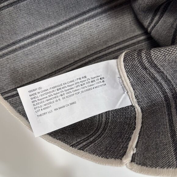 Theory Striped Puff Sleeve Scoop Neck Top Size Small - Picture 8 of 10